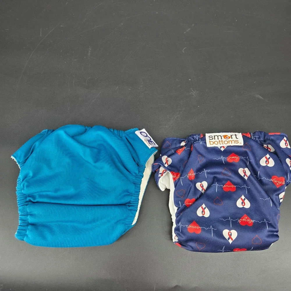 GroVia ONE & Smart Bottoms AIO Cloth Diaper Bundle Teal Blue Navy Warrior Heart